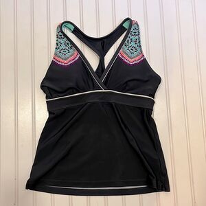 Athleta Cozumel cut twist back dark gray swim top